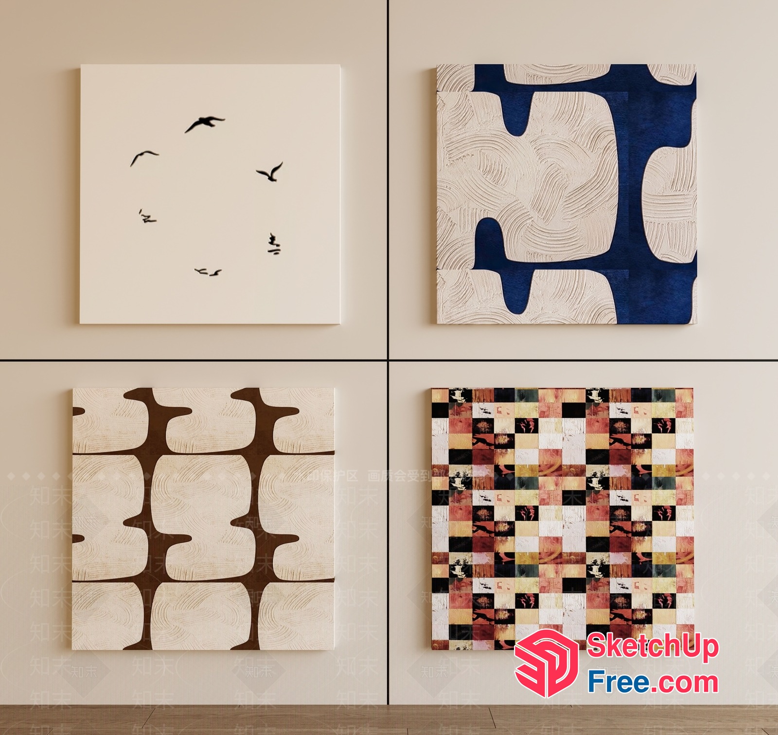 Modern Artwork Collection In Neutral Tones 3D SketchUp File