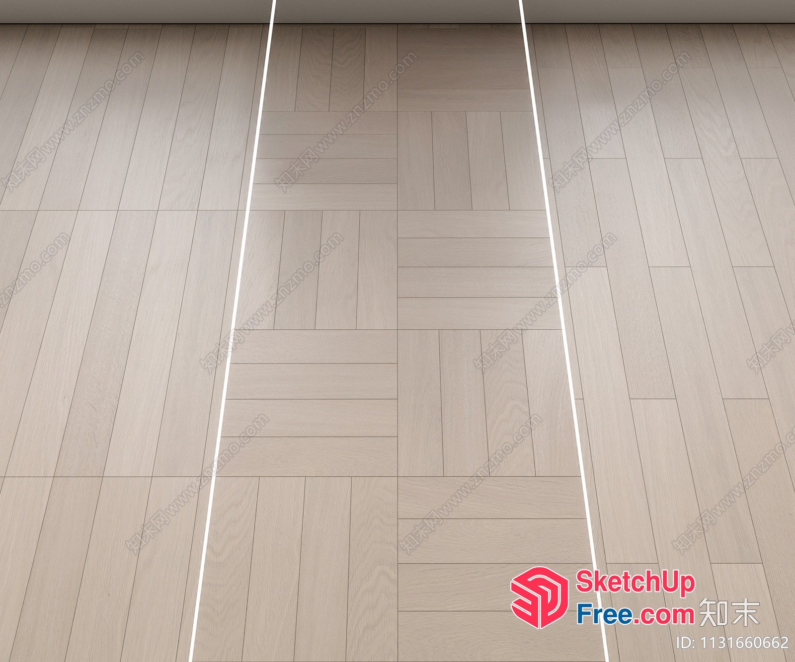 Light Wood Floor Pattern With White Lines 3D SketchUp File