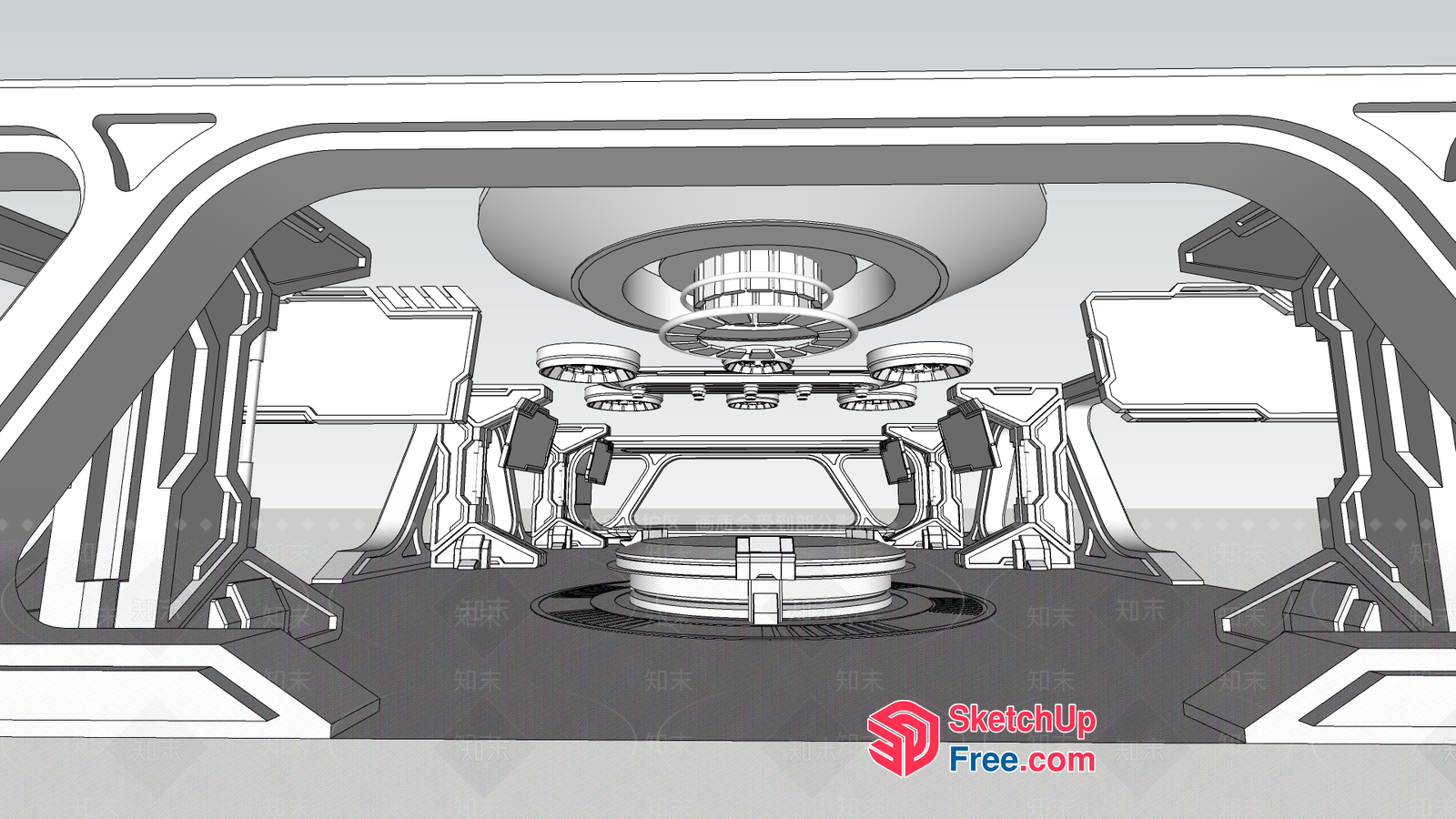 Futuristic Space Station Interior 3D SketchUp File