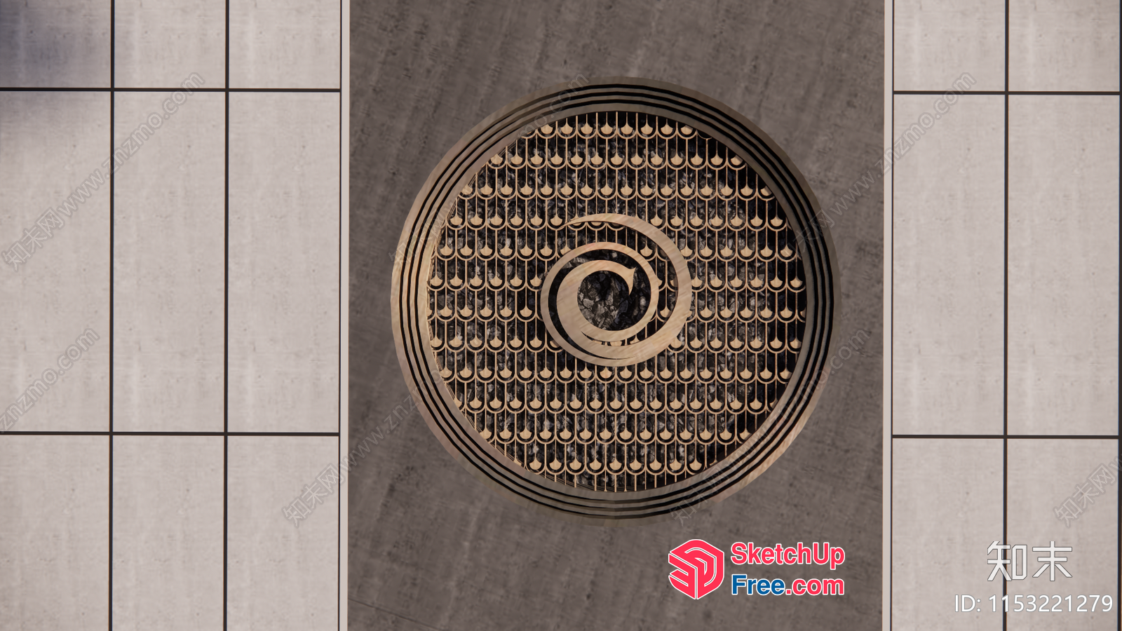 Decorative Circular Pattern On A Concrete Wall 3D SketchUp File
