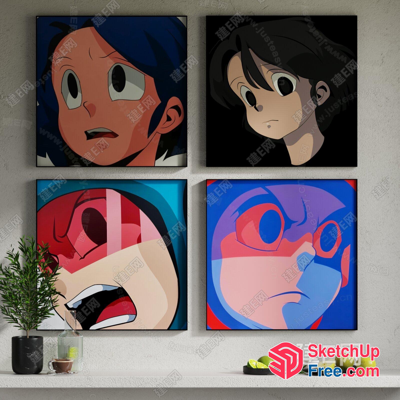 Vibrant Anime-Inspired Art Collection 3D SketchUp File