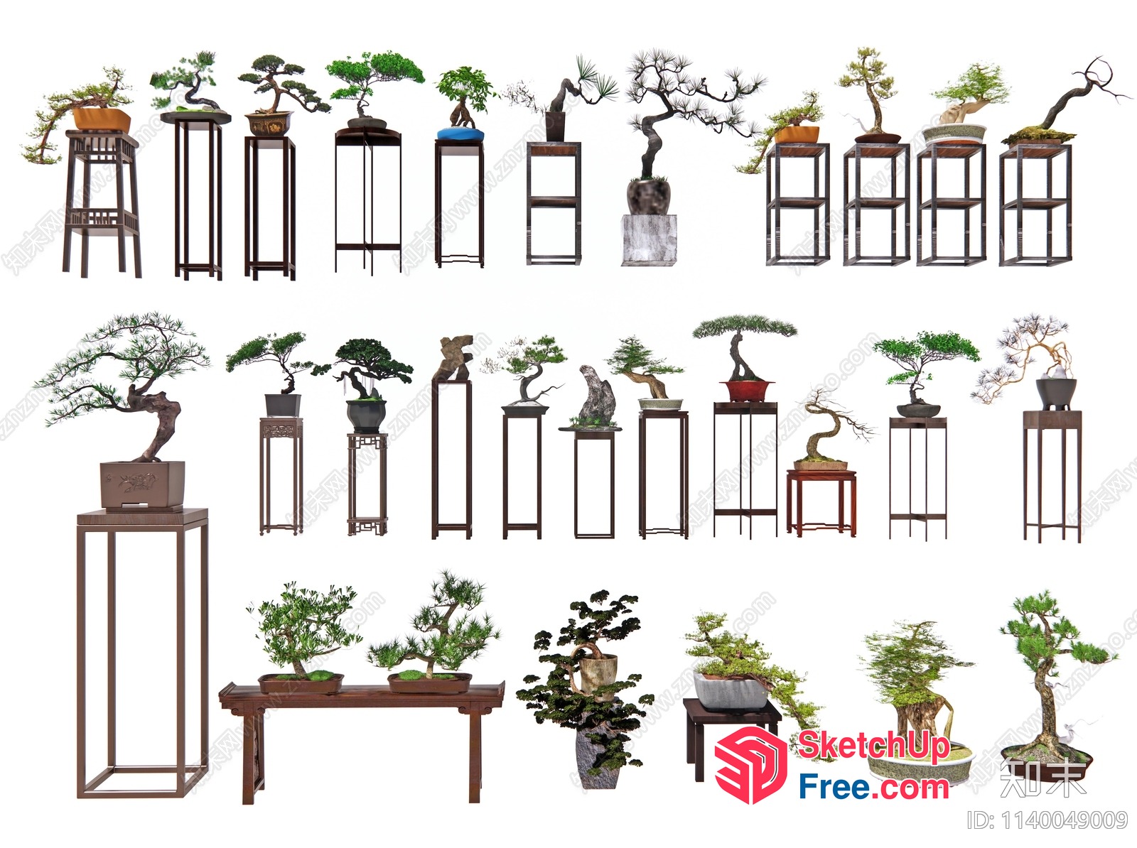 Exquisite Japanese-Style Potted Plants Collection 3D SketchUp File