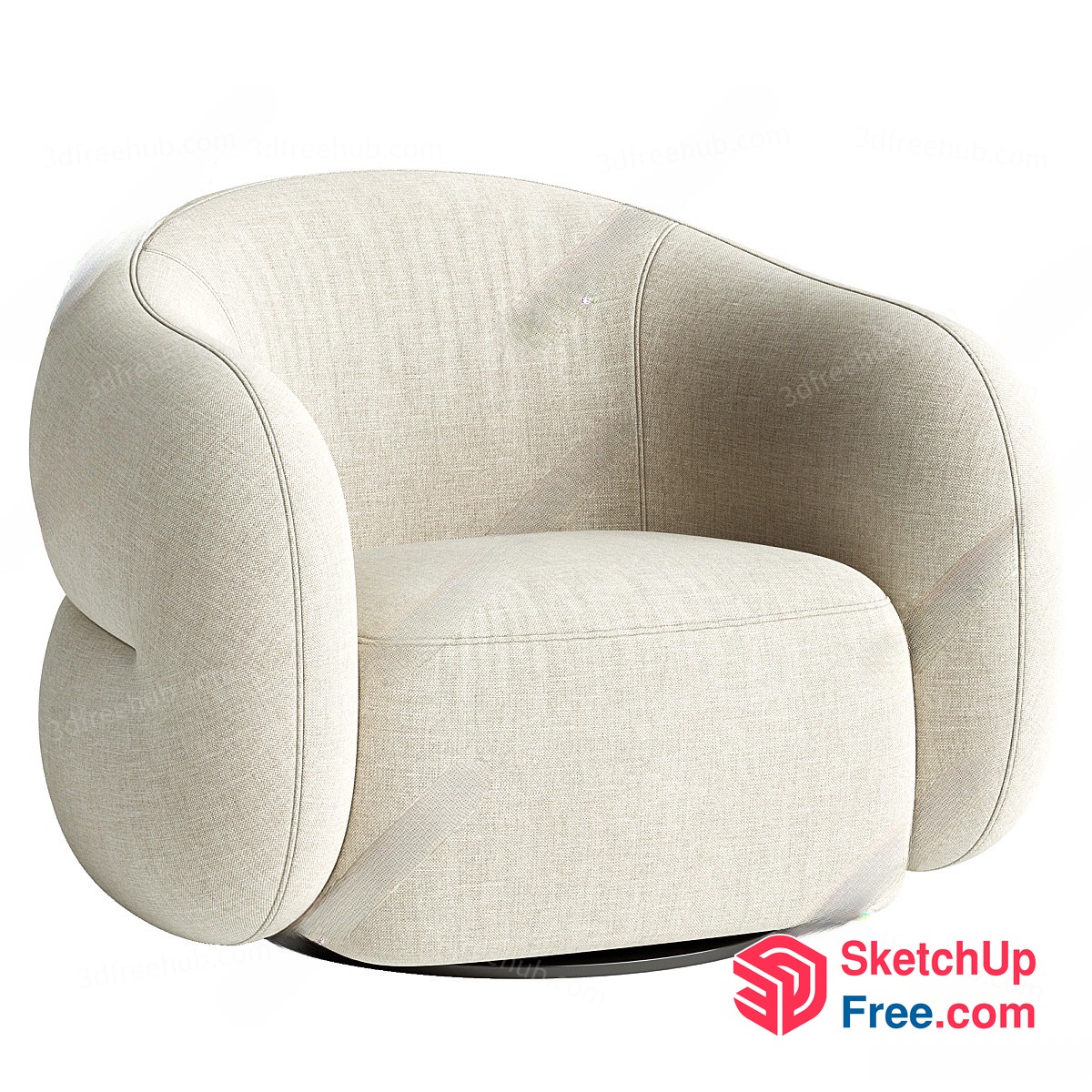 Elegant Creamy-Style Armchair 3D SketchUp File