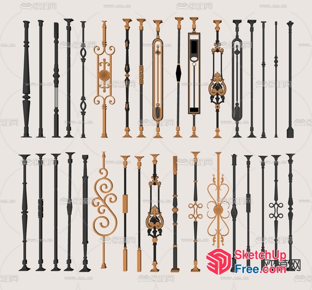 Ornate Railing Designs Collection 3D SketchUp File