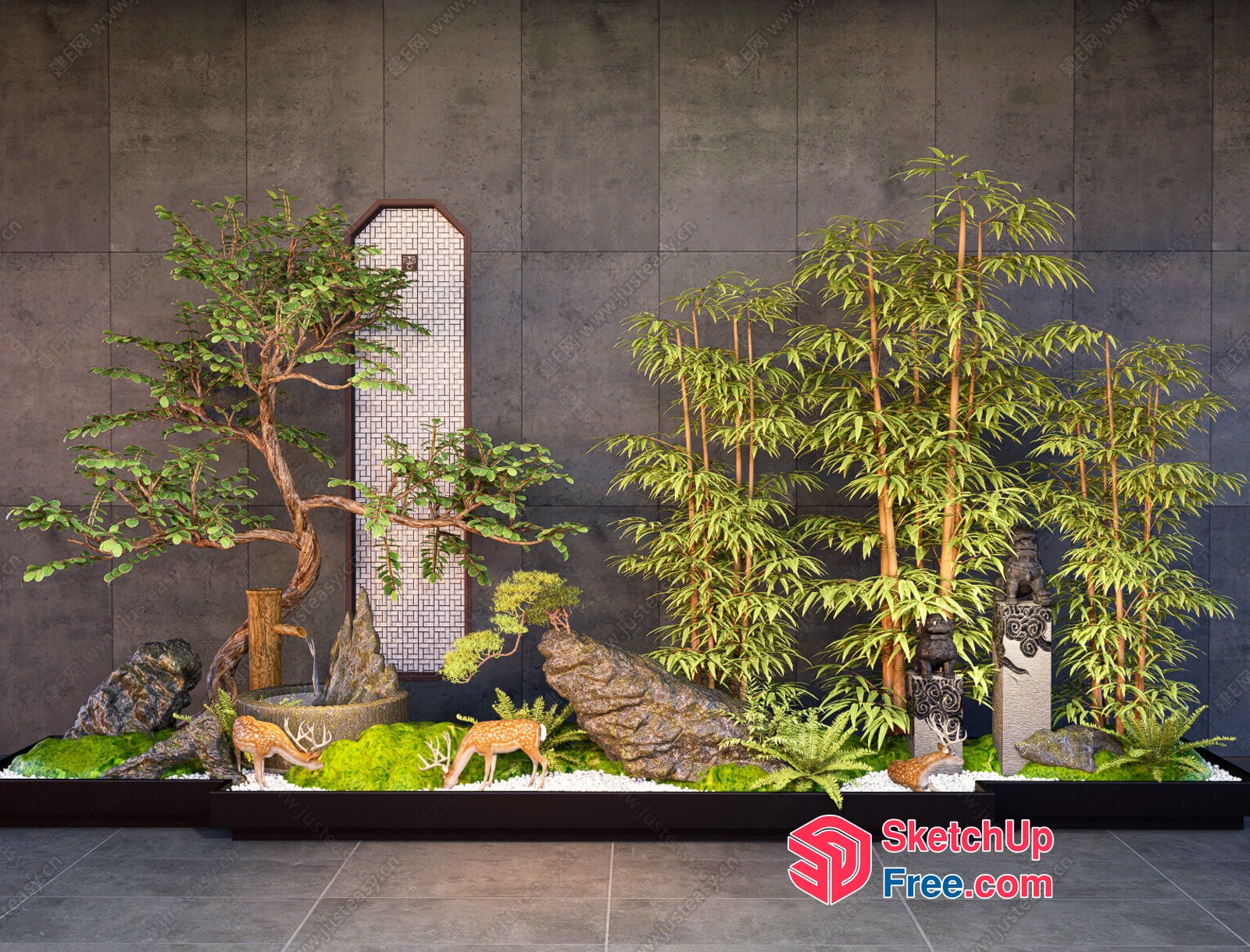 Serene Japanese Landscape Decor 3D SketchUp File