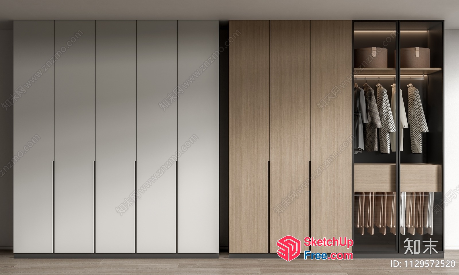 Modern Wardrobe Storage With Sliding Doors 3D SketchUp File