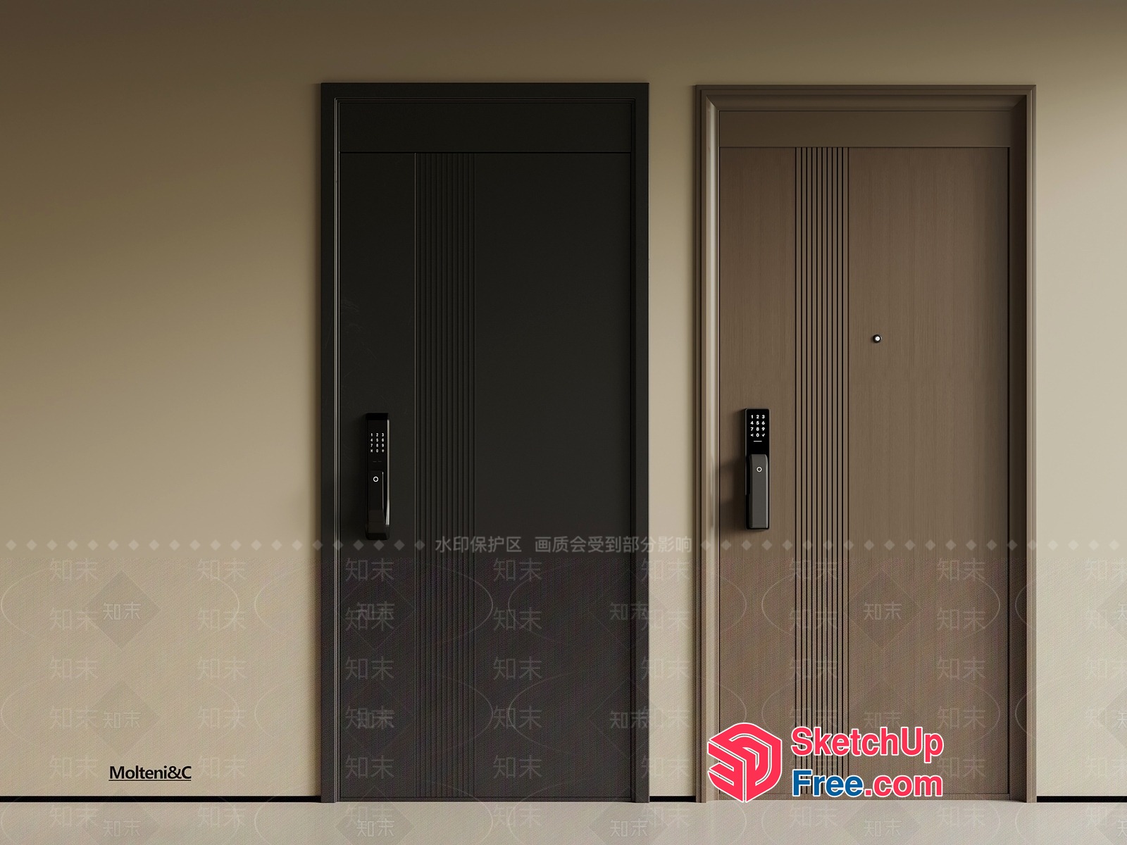 Modern Entrance Doors With Electronic Locks 3D SketchUp File