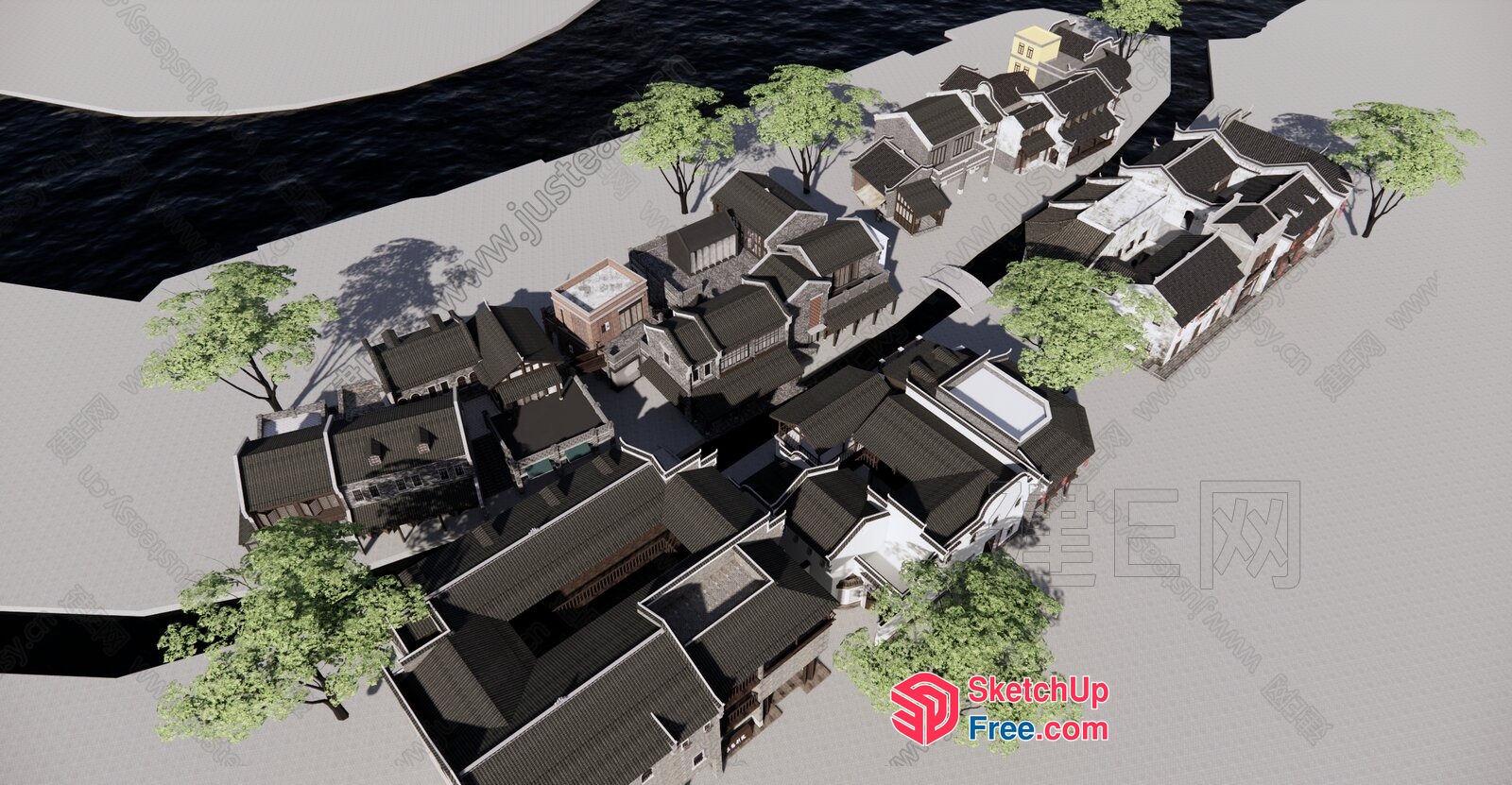 Traditional Asian Village Scene 3D SketchUp File