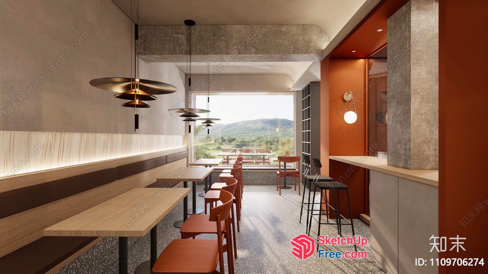 Modern Japanese-Style Restaurant Interior With Natural Light 3D SketchUp File