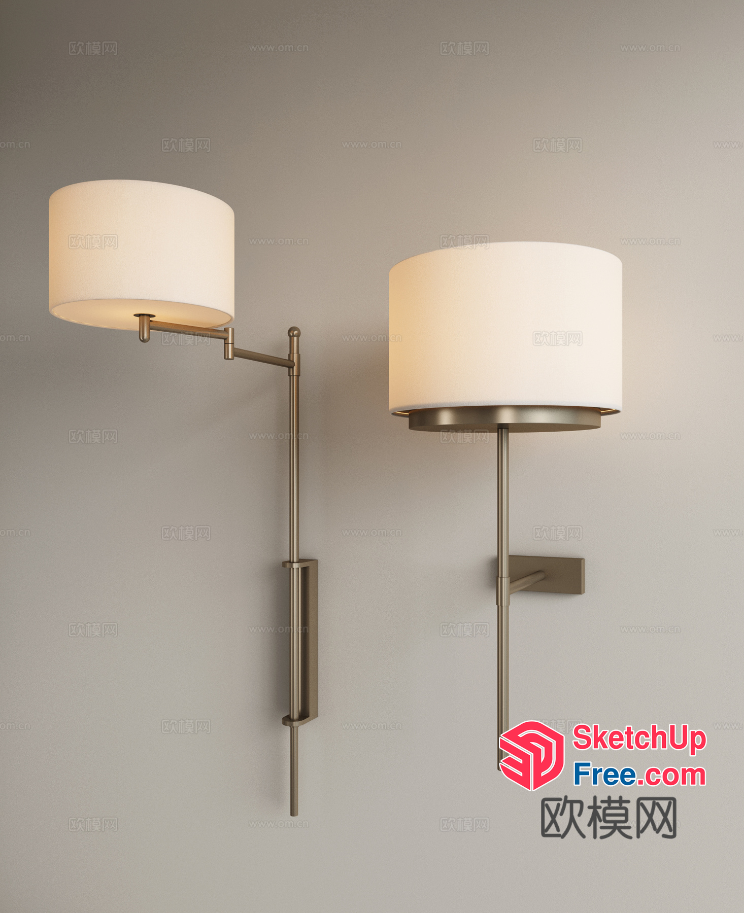 Modern Wall-Mounted Lamp With White Shades 3D SketchUp File
