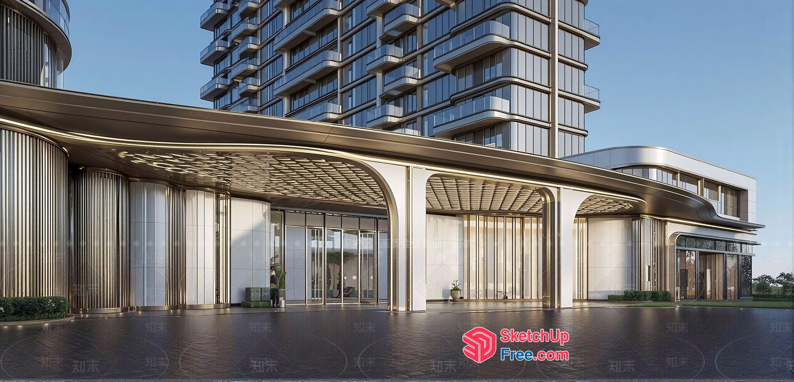 Modern Luxury Apartment Building Exterior 3D SketchUp File