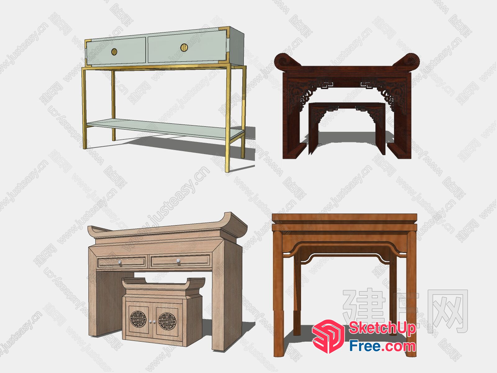 Traditional Asian Furniture Set 3D SketchUp File