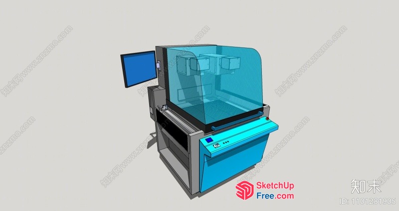 3D Rendering Of A Printer With A Computer Screen 3D SketchUp File