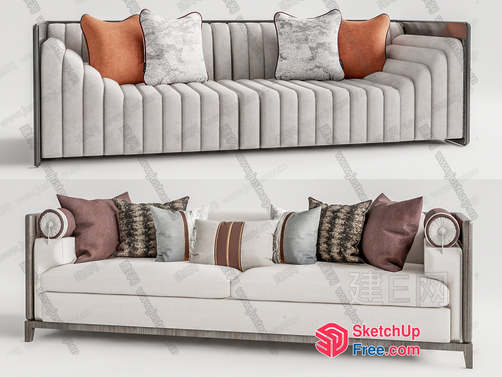 Luxurious Modern Sofa With Elegant Pillows 3D SketchUp File