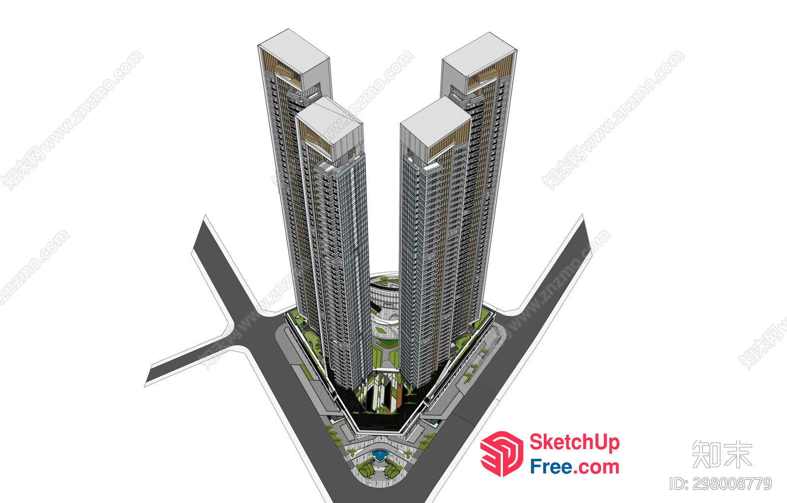 Tall Buildings With Green Spaces 3D SketchUp File