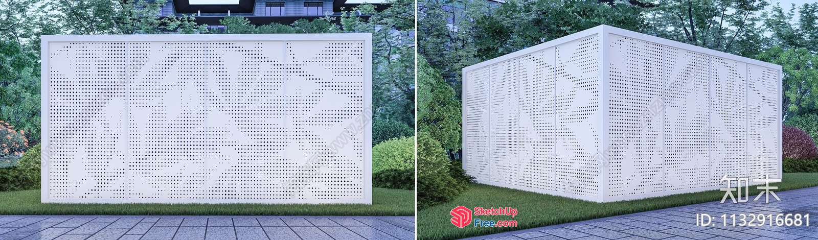 Modern Perforated White Screen 3D SketchUp File