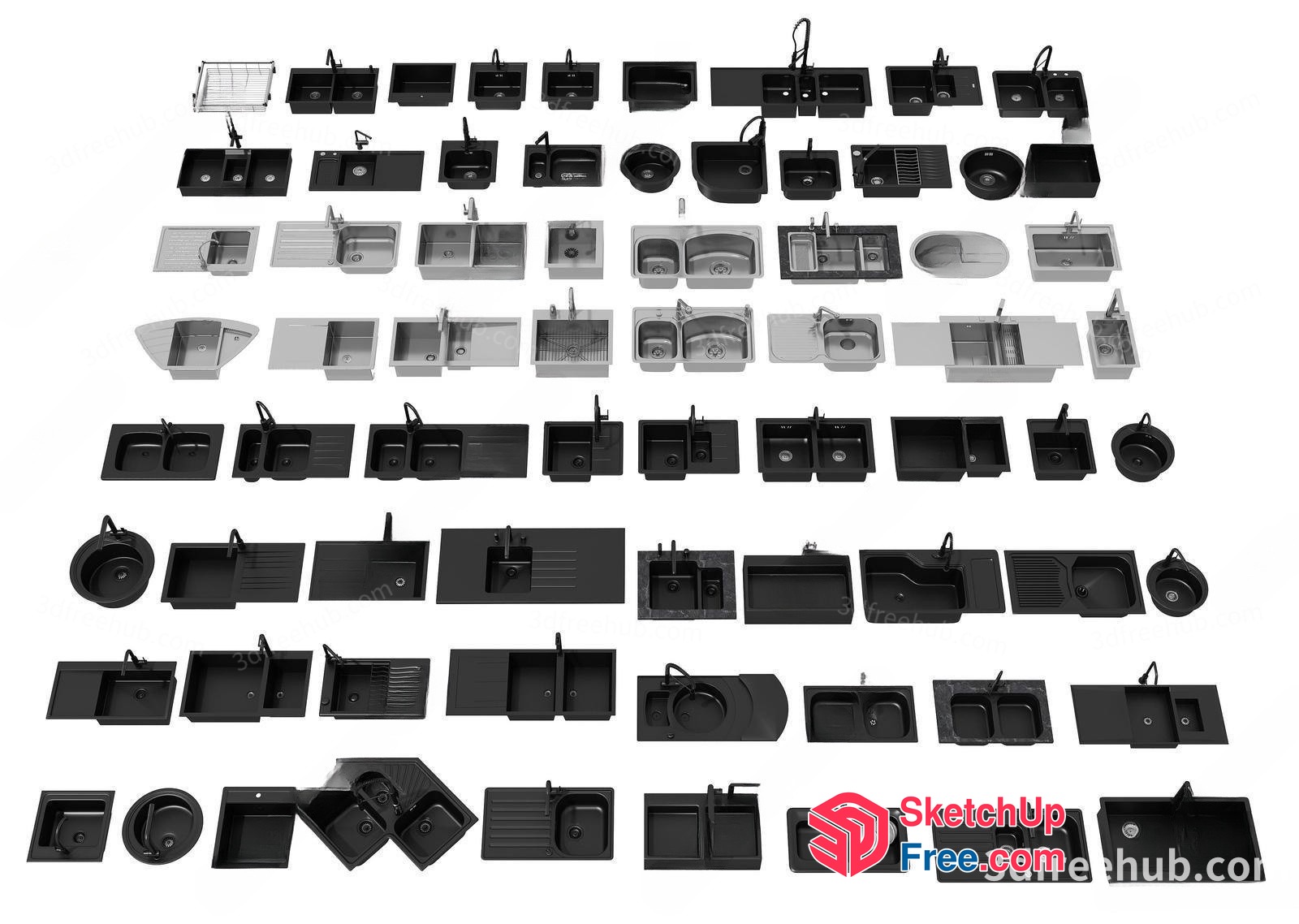 Various Kitchen Sinks And Countertops 3D SketchUp File