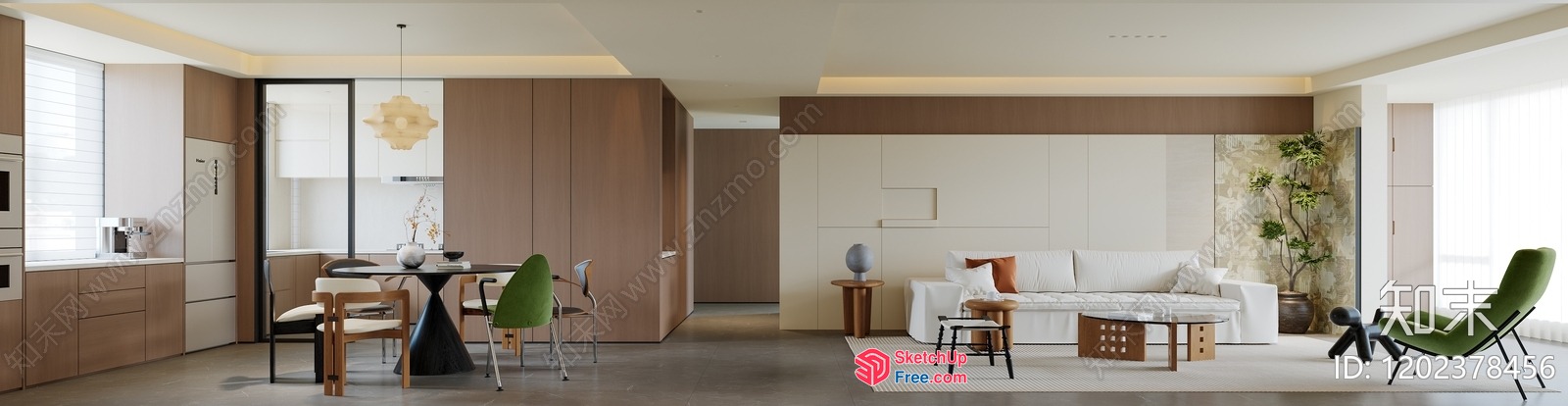 Modern Minimalist Interior With White And Brown Accents 3D SketchUp File