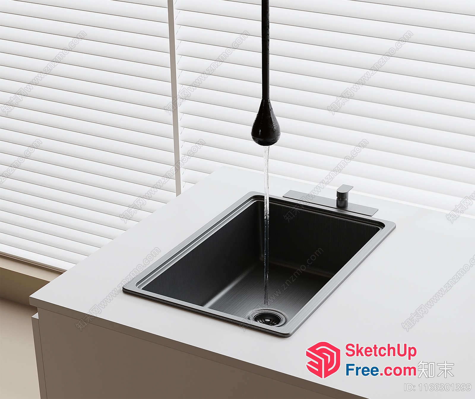 Sleek Modern Kitchen Sink And Faucet 3D SketchUp File