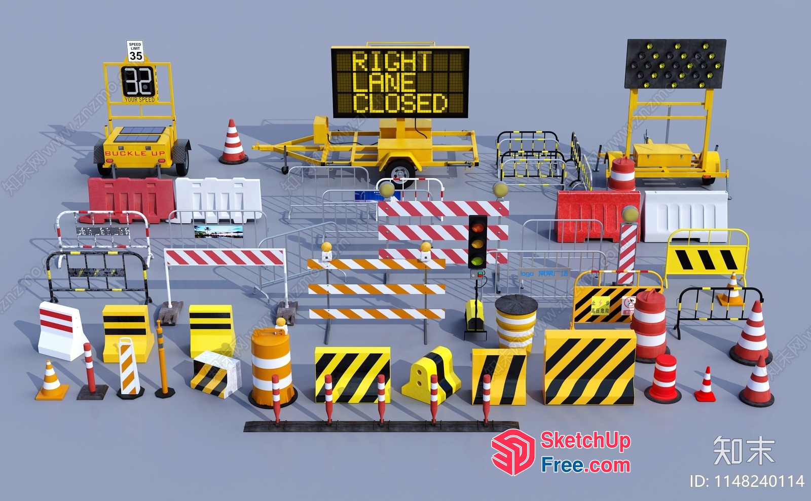 Road Construction Scene 3D SketchUp File