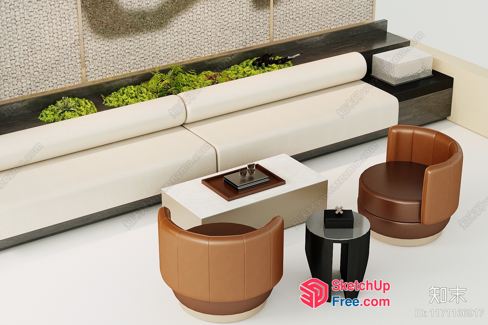 Minimalist Interior Design With Creamy And Brown Tones 3D SketchUp File