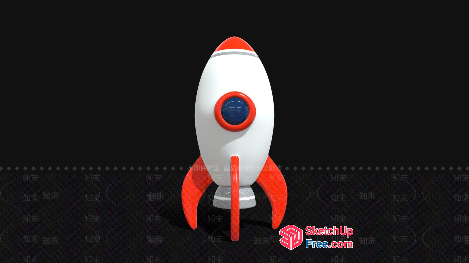 Futuristic Space Capsule With Vibrant Red Accents 3D SketchUp File