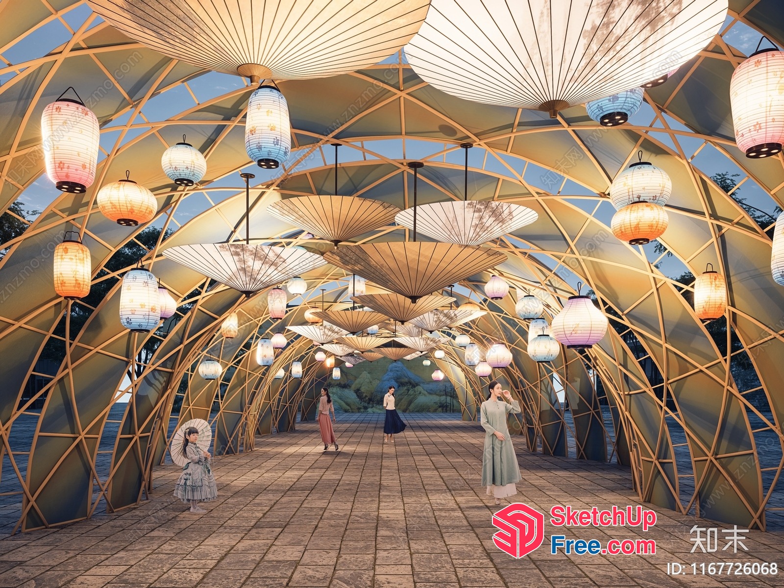 Elegant Japanese-Inspired Outdoor Decor 3D SketchUp File