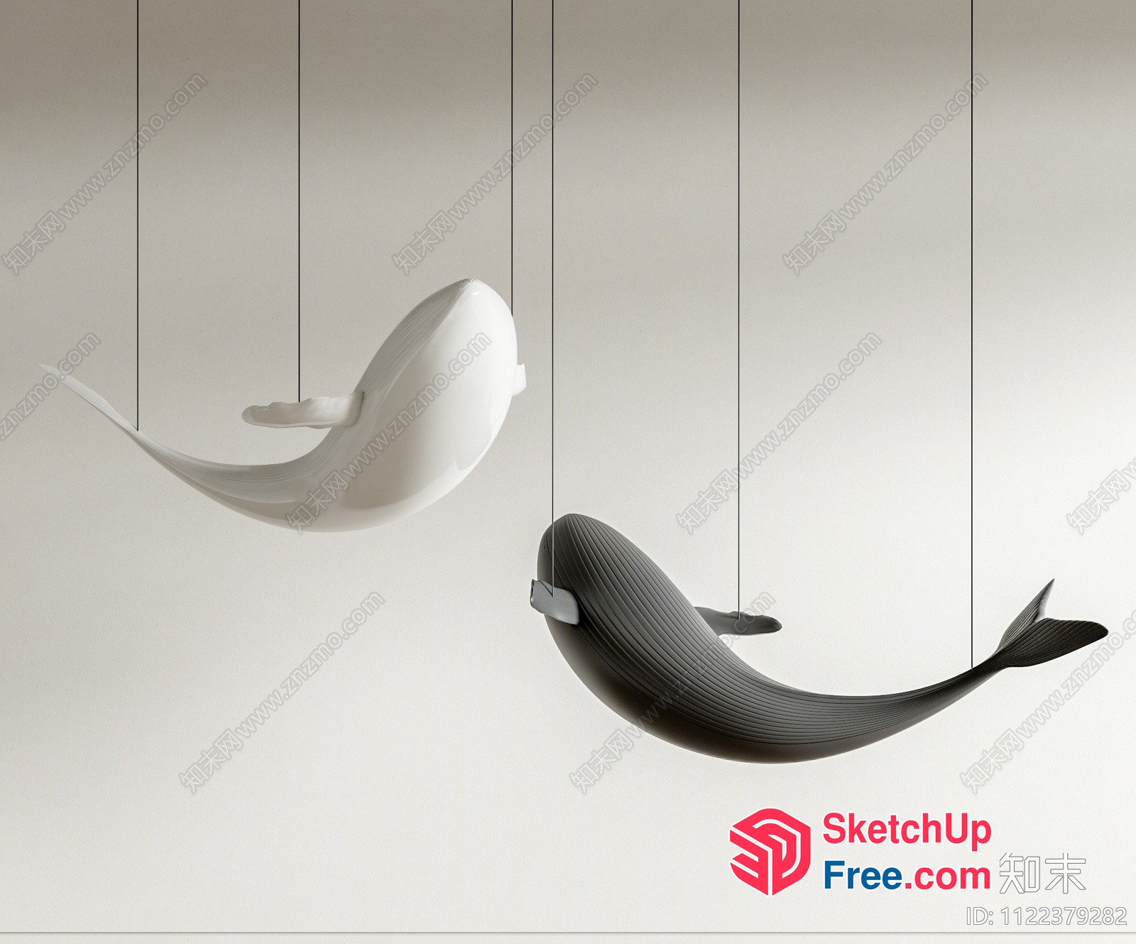 Whimsical Hanging Whale Decorations 3D SketchUp File