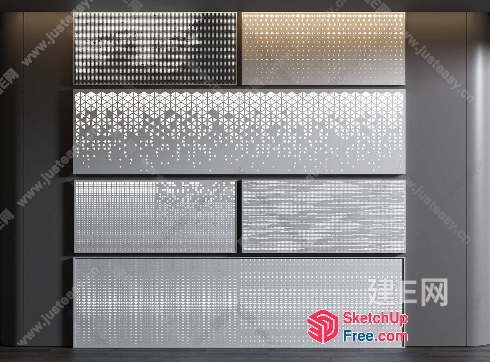 Modern Geometric Patterns On A Sleek Wall 3D SketchUp File