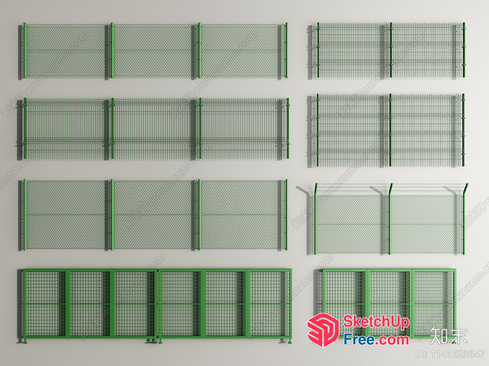 Green Metal Fencing Collection 3D SketchUp File