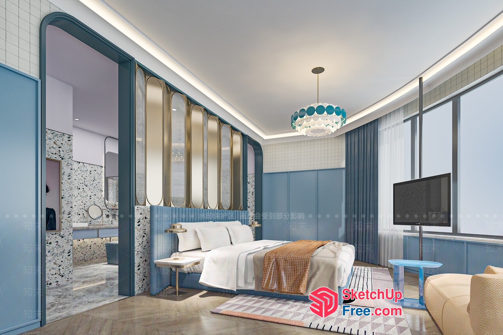 Modern Bedroom Interior With Sleek Furniture And Natural Light 3D SketchUp File