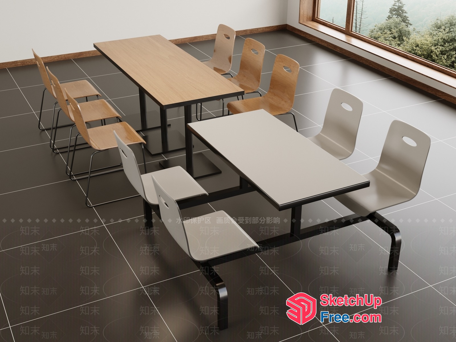 Modern Dining Room With Natural Wood And Metal Accents 3D SketchUp File
