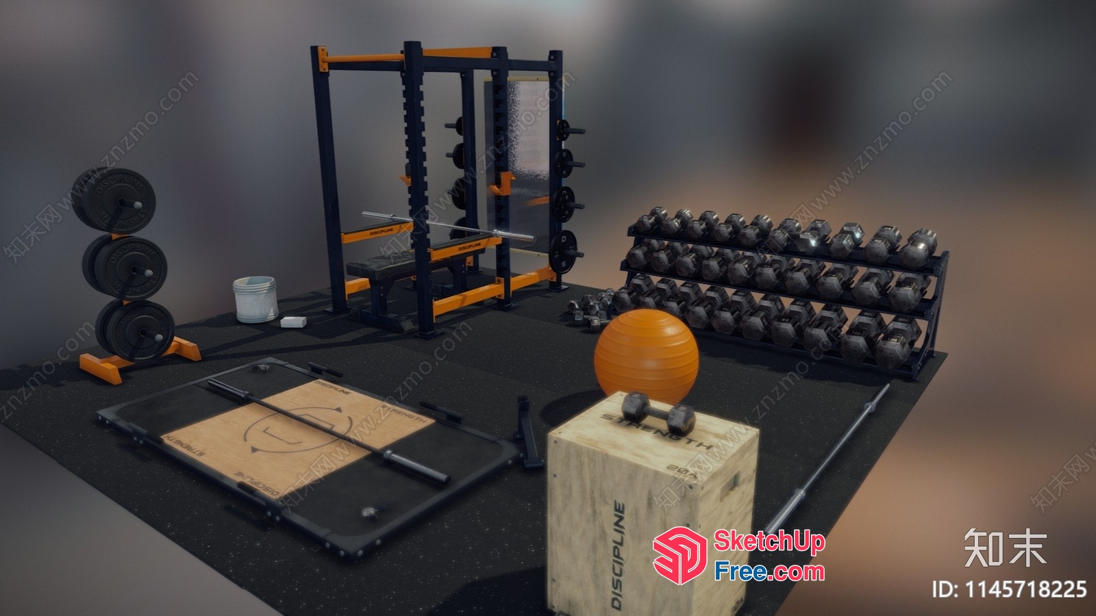 Gym Equipment And Accessories Display 3D SketchUp File