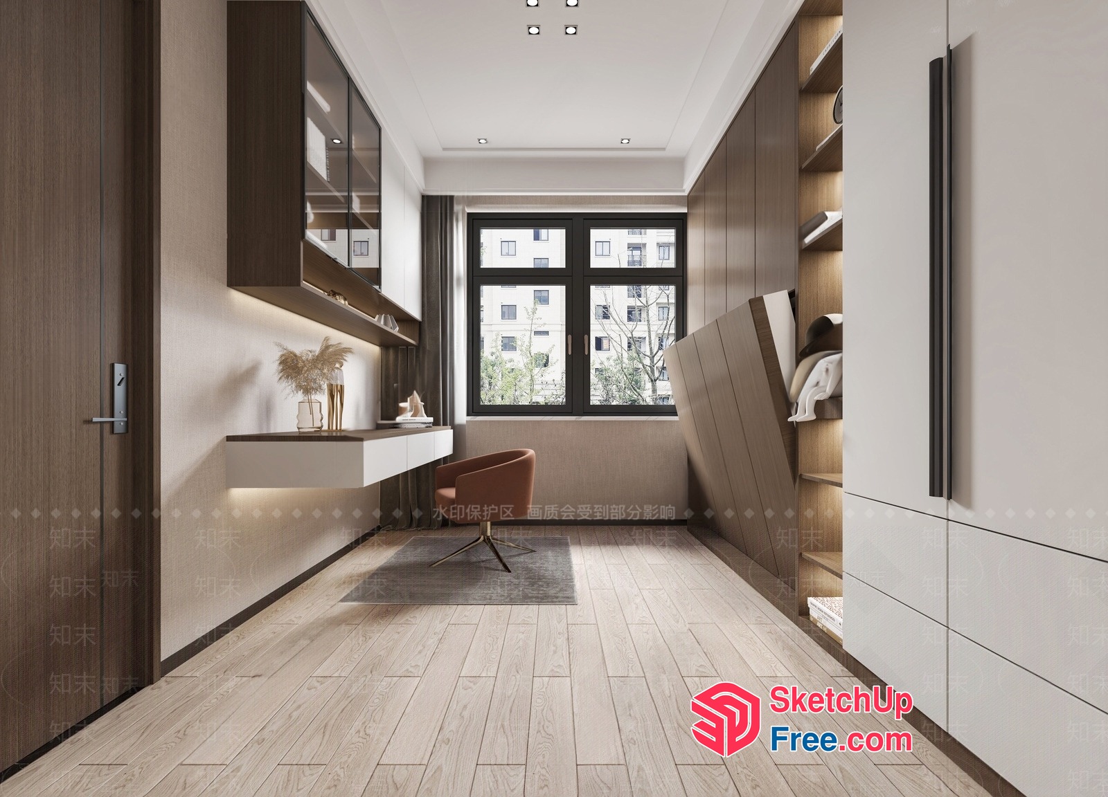 Modern Minimalist Interior Design With Natural Wood Accents 3D SketchUp File