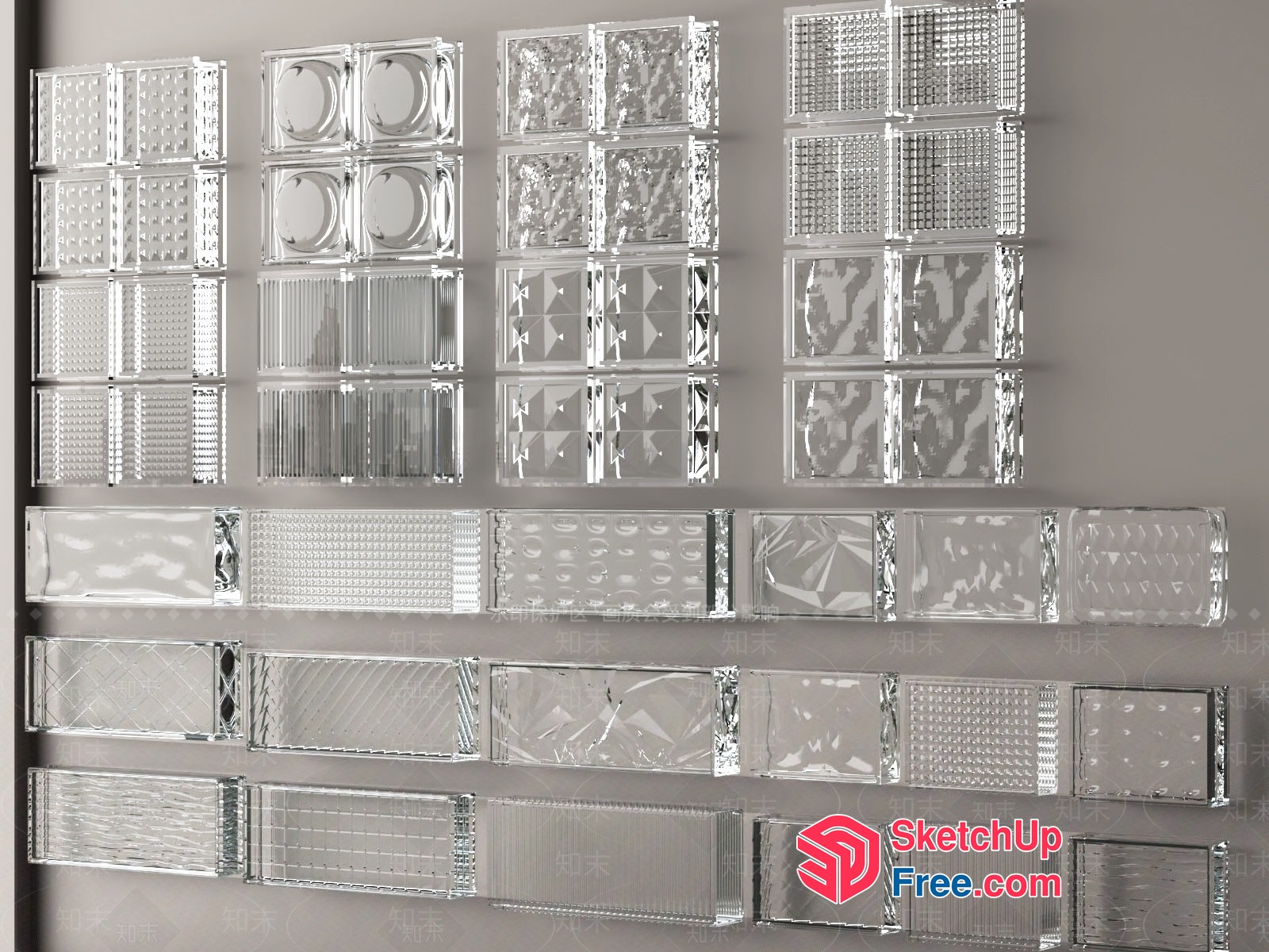 Glass Brick Decorations For Interior Walls 3D SketchUp File