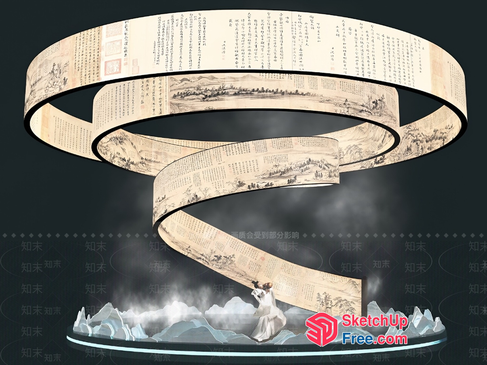 Ancient Scroll-Inspired Spiral Staircase 3D SketchUp File