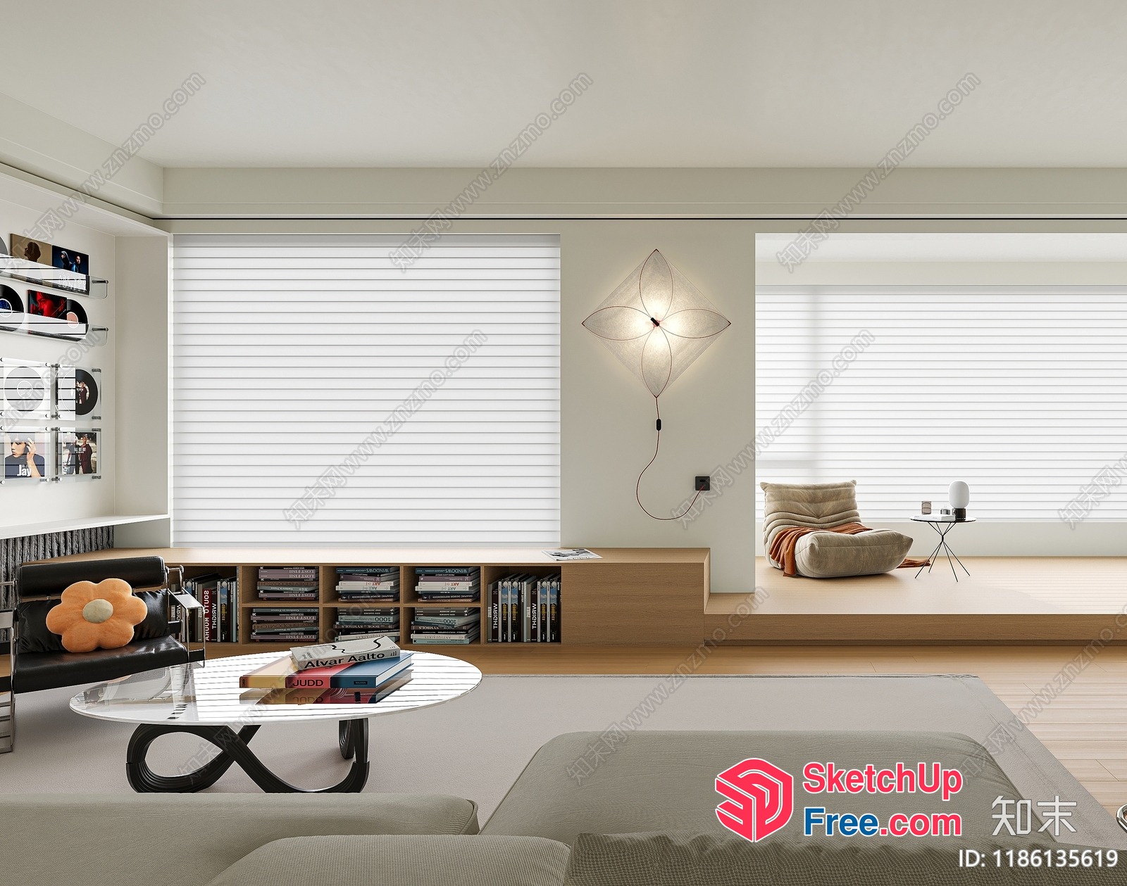 Modern Minimalist Living Room With Natural Light 3D SketchUp File