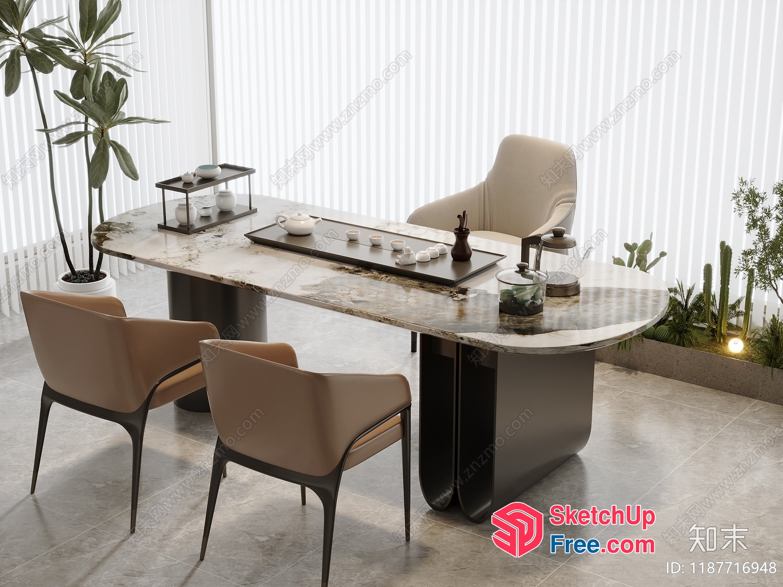 Modern Office Space With Elegant Furniture And Natural Light 3D SketchUp File