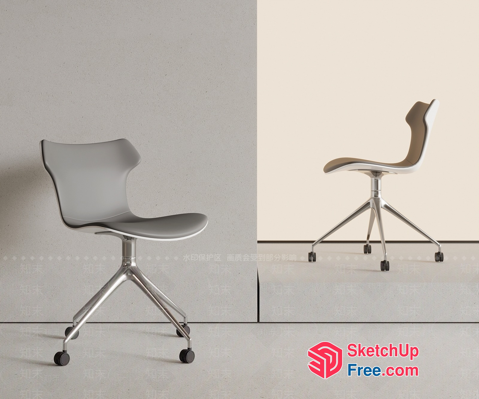 Sleek Modern Office Chair With Adjustable Height And Wheels 3D SketchUp File