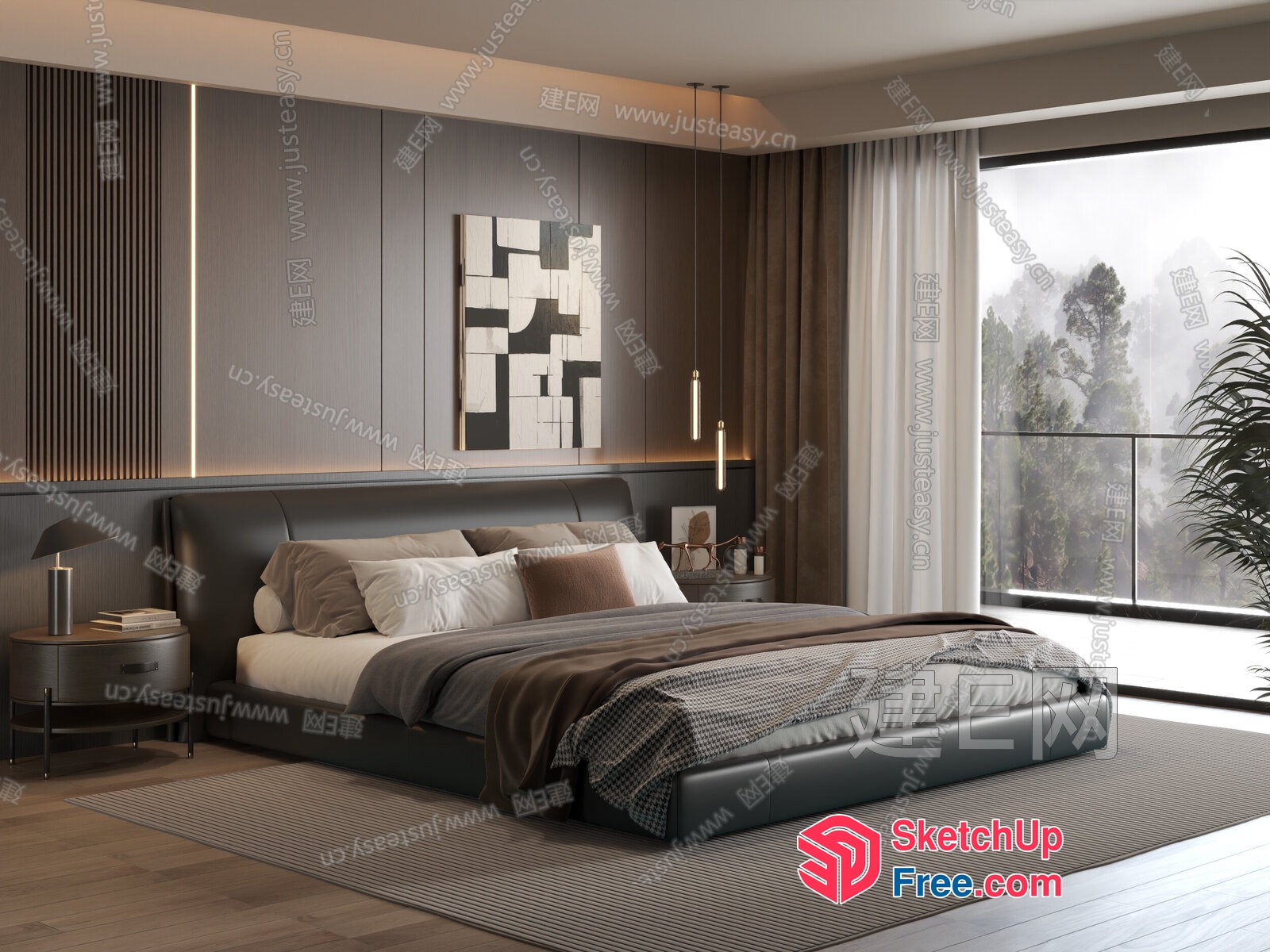 Modern Minimalist Bedroom Interior 3D SketchUp File