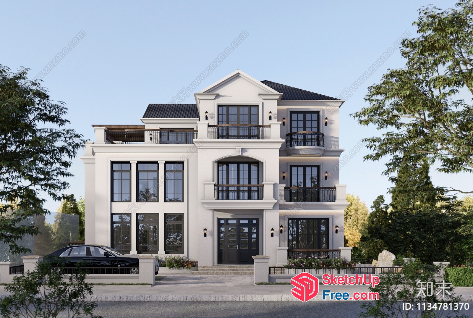 Elegant And Sophisticated White Villa Exterior 3D SketchUp File