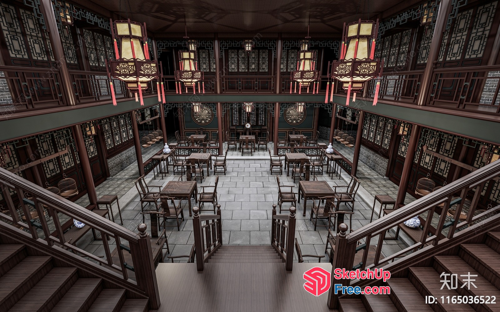 Traditional Chinese Restaurant Interior 3D SketchUp File