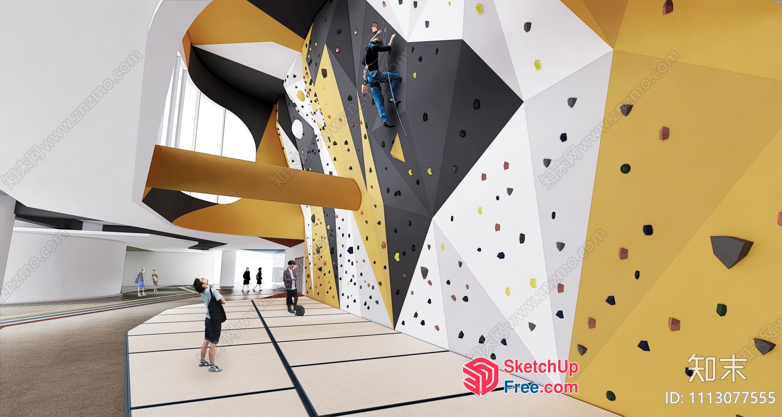 Modern Indoor Climbing Facility With Vibrant Color Scheme 3D SketchUp File