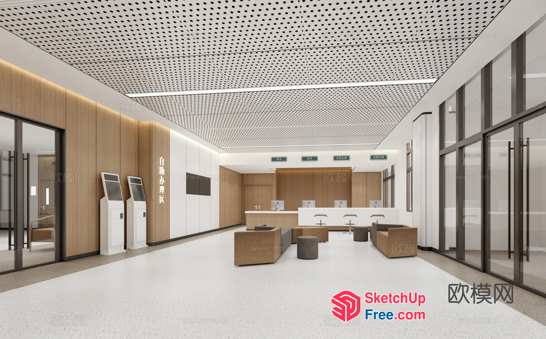 Modern Office Lobby With Sleek And Minimalist Design 3D SketchUp File