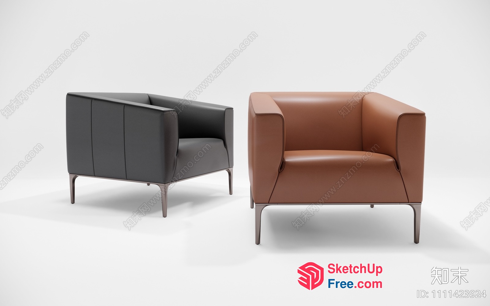 Two Leather Chairs In A Minimalist Setting 3D SketchUp File