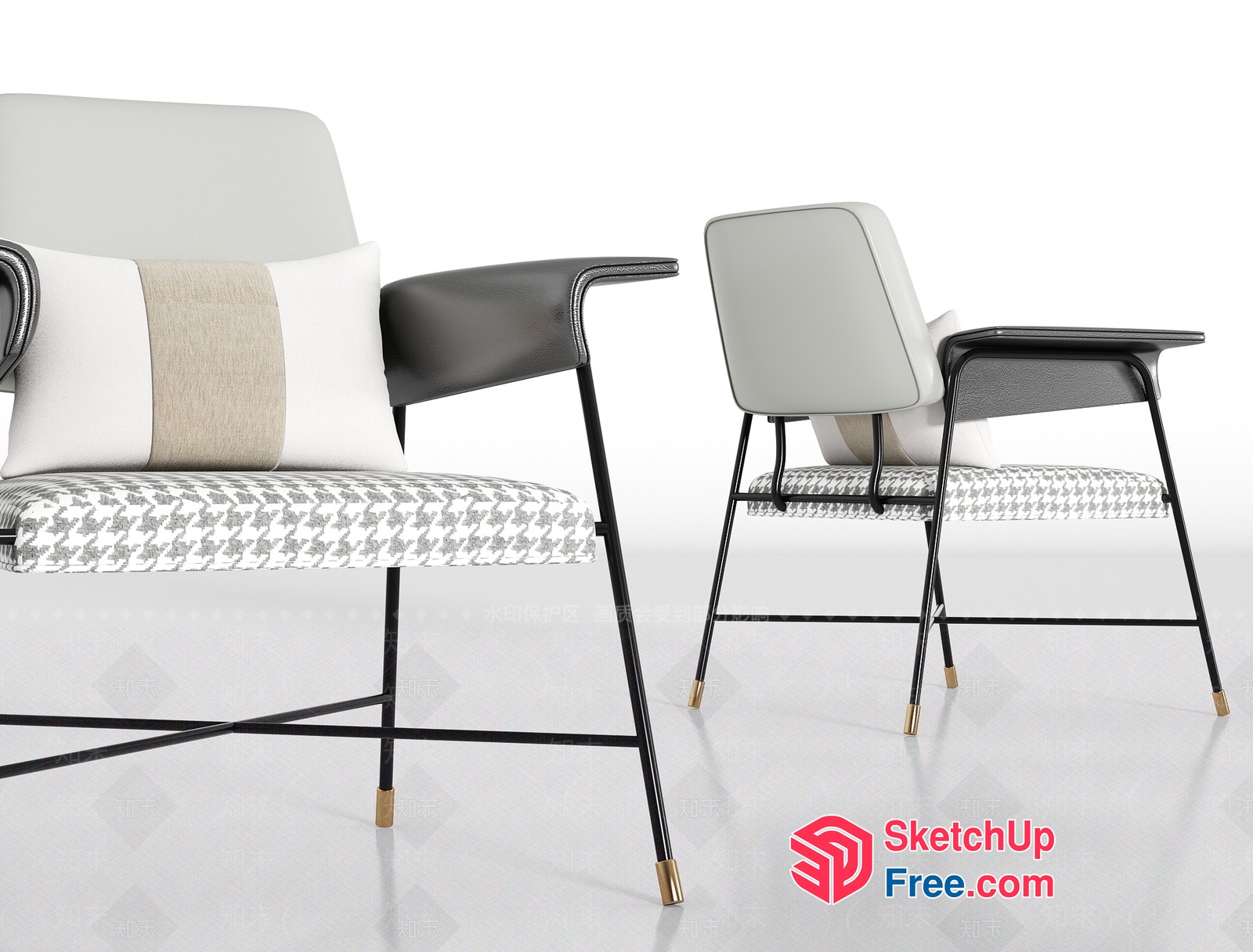 Elegant Houndstooth Accent Chairs 3D SketchUp File