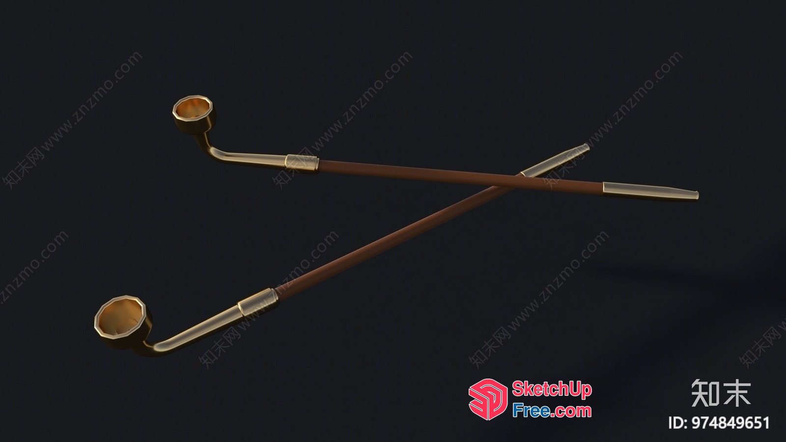 Ornate Antique Wooden Pipes 3D SketchUp File