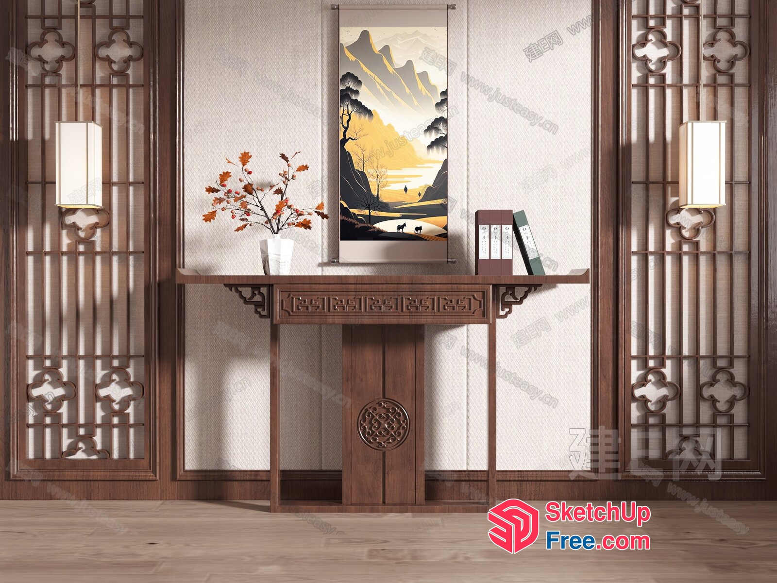 Traditional Japanese Decorative Console Table 3D SketchUp File