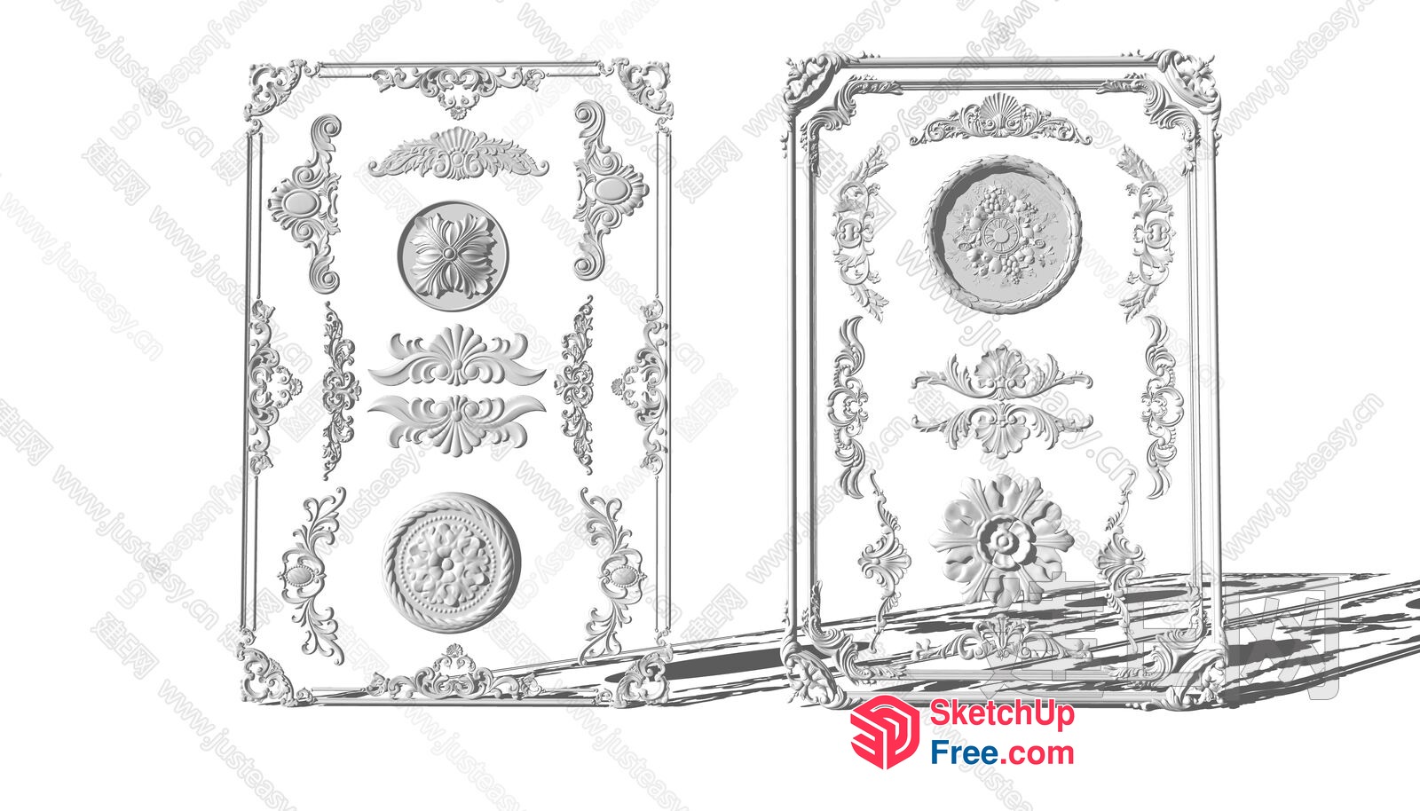 Ornate Ceiling Design With Floral Patterns And Frames 3D SketchUp File