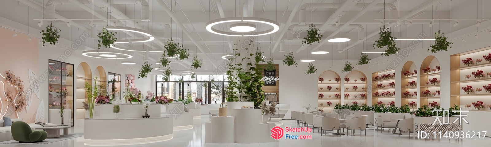 Elegant White Interior With Modern Decor And Greenery 3D SketchUp File